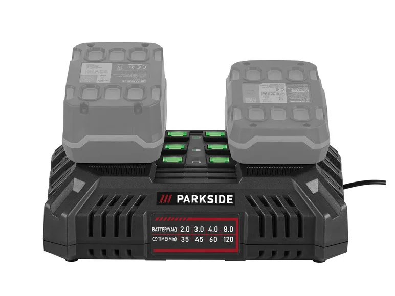 PARKSIDE® Chargeur de batterie double PDSLG 20 B1. 2 x 4.5 A. 20 V