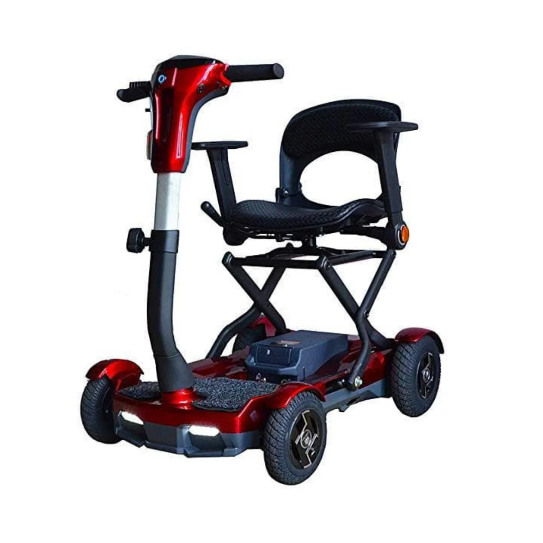 EV Rider TEQNO S26 Auto Folding Portable Lightweight 4-Wheel Mobility Scooter with Laser Guide Lights and Key Fob