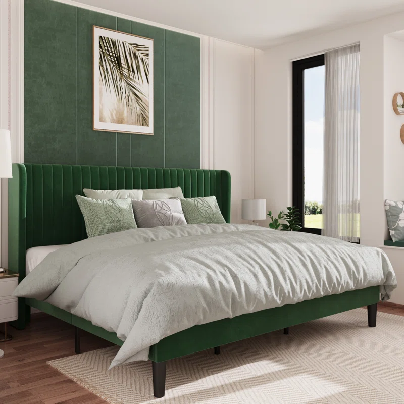 Candler Upholstered Wingback Bed