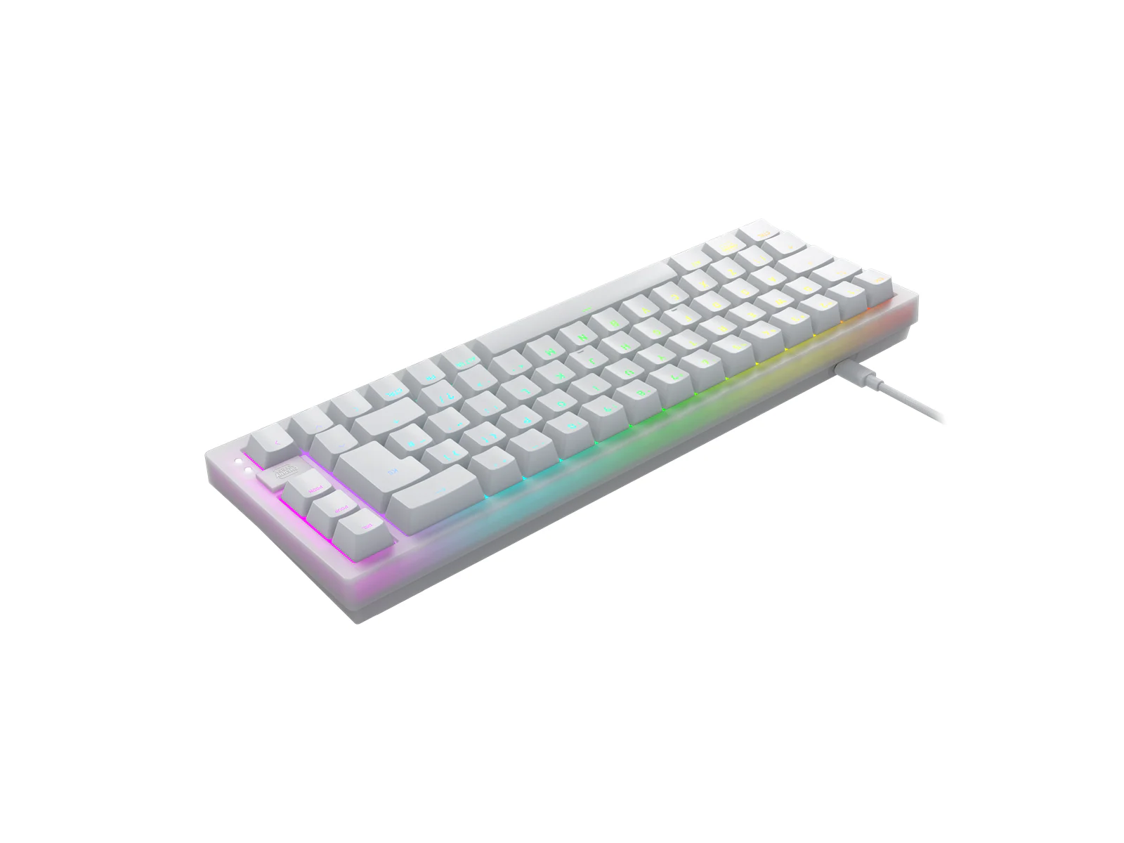 Xtrfy K5V2 RGB. Compact Mekanisk tastatur. 65%. Gennemsigtig hvid. Nordic
