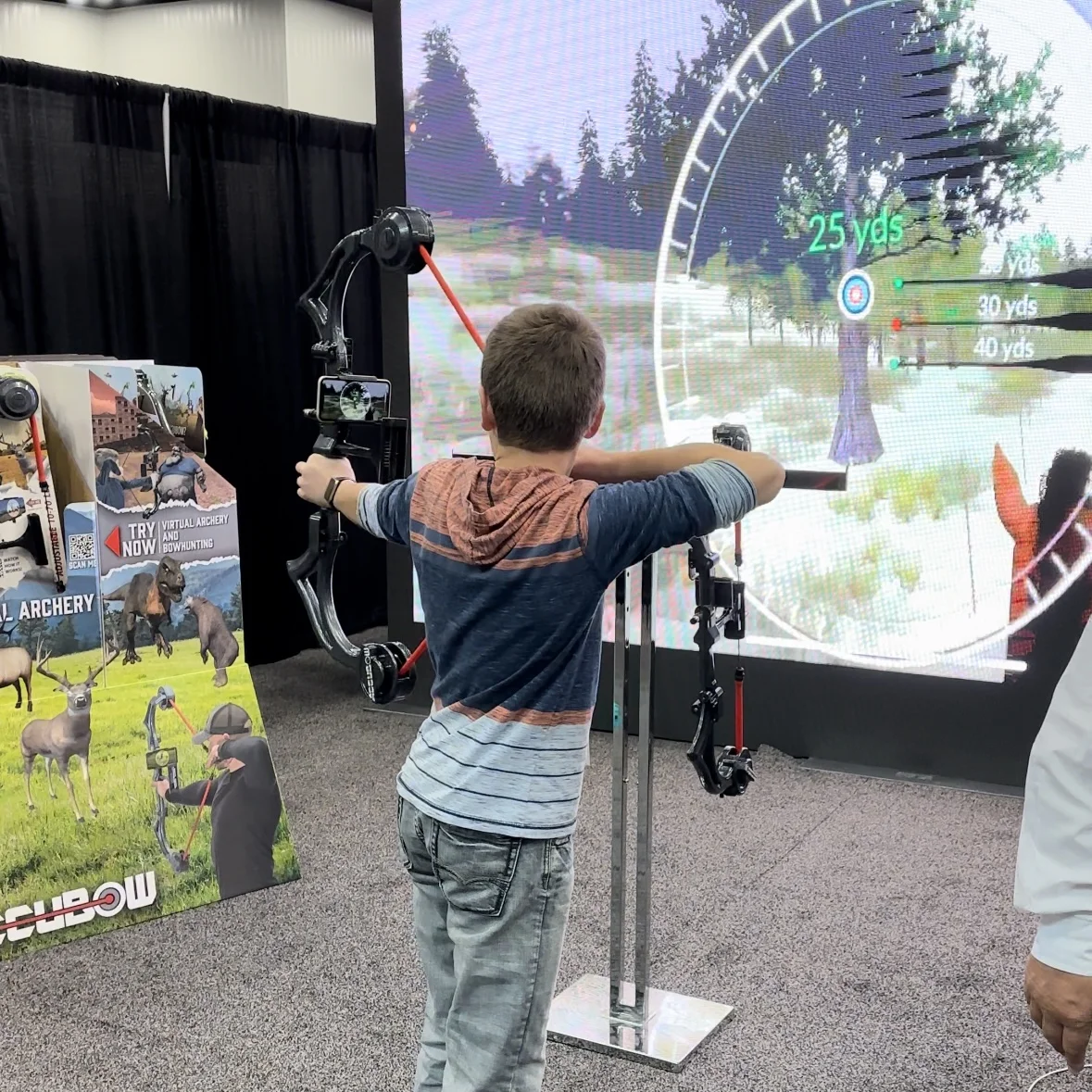 AccuBow 2.0 Carbon Fiber Virtual Archery Gaming & Shooting, 10�C70lbs Adjustable Resistance, Real Bowstring & D-Loop, Phone Mount Included, Ambidextrous, Foldable Design