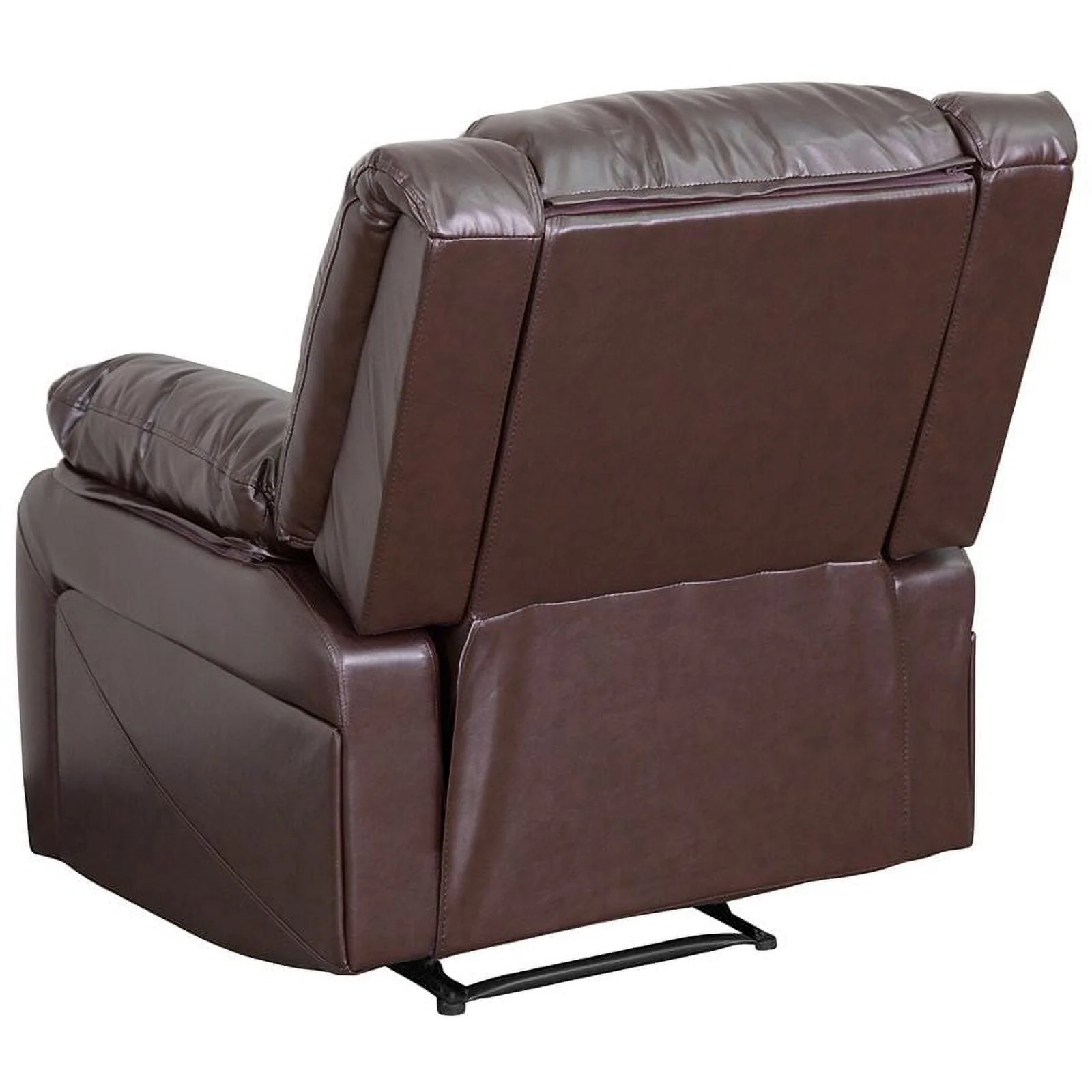 Pemberly Row Contemporary Leather Recliner with Pillow Back in Brown