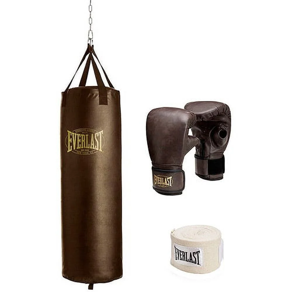 Everlast Heavy Bag Stand with 100 lb Vintage Heavy Bag Kit, Black, 3 Piece