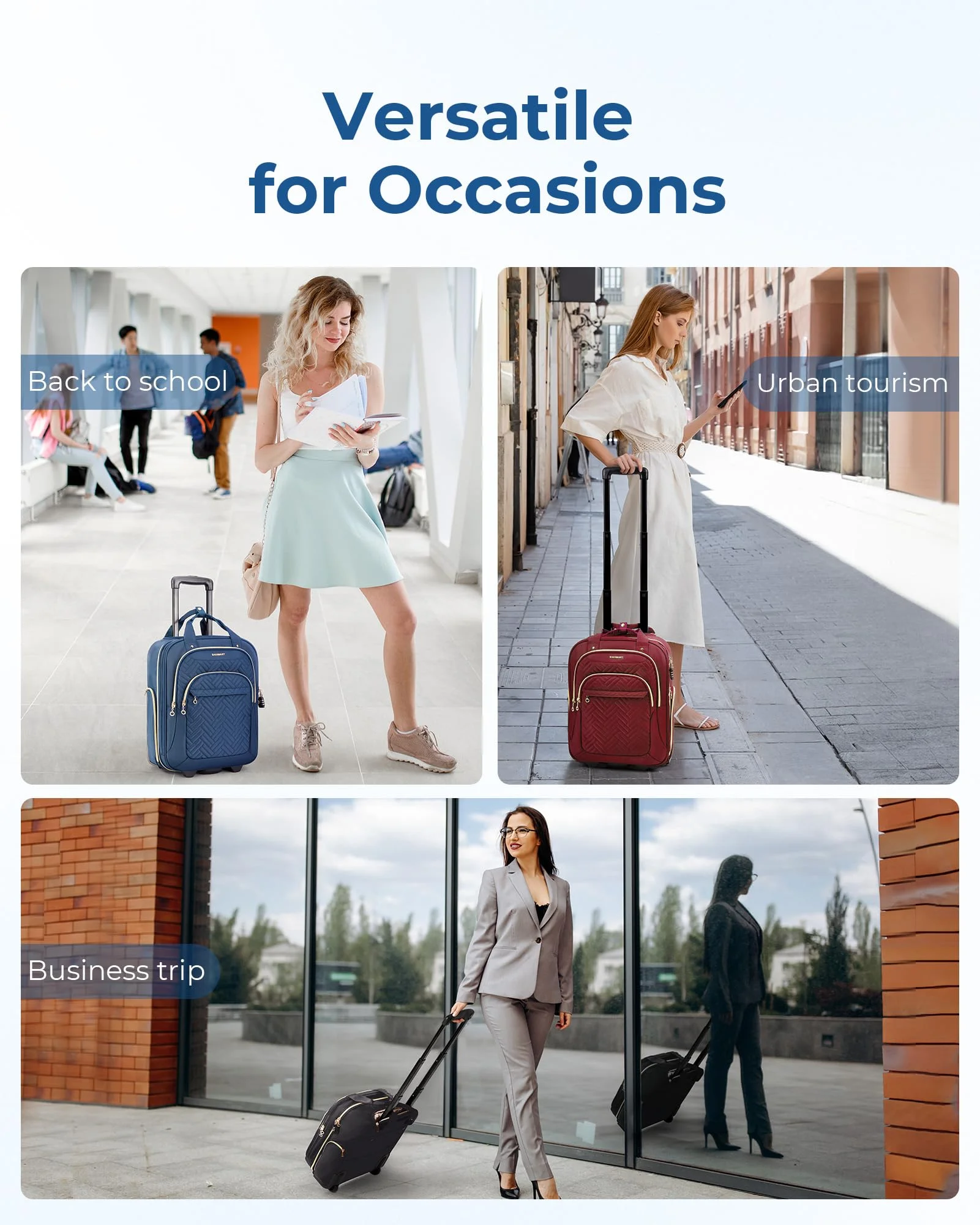 BAGSMART Underseat Carry On Luggage Airline approved,16-inch Underseater Softside Travel Suitcase with Wheels Lightweight Overnight Rolling Carry-on Luggage for Women Men Weekender, Pink