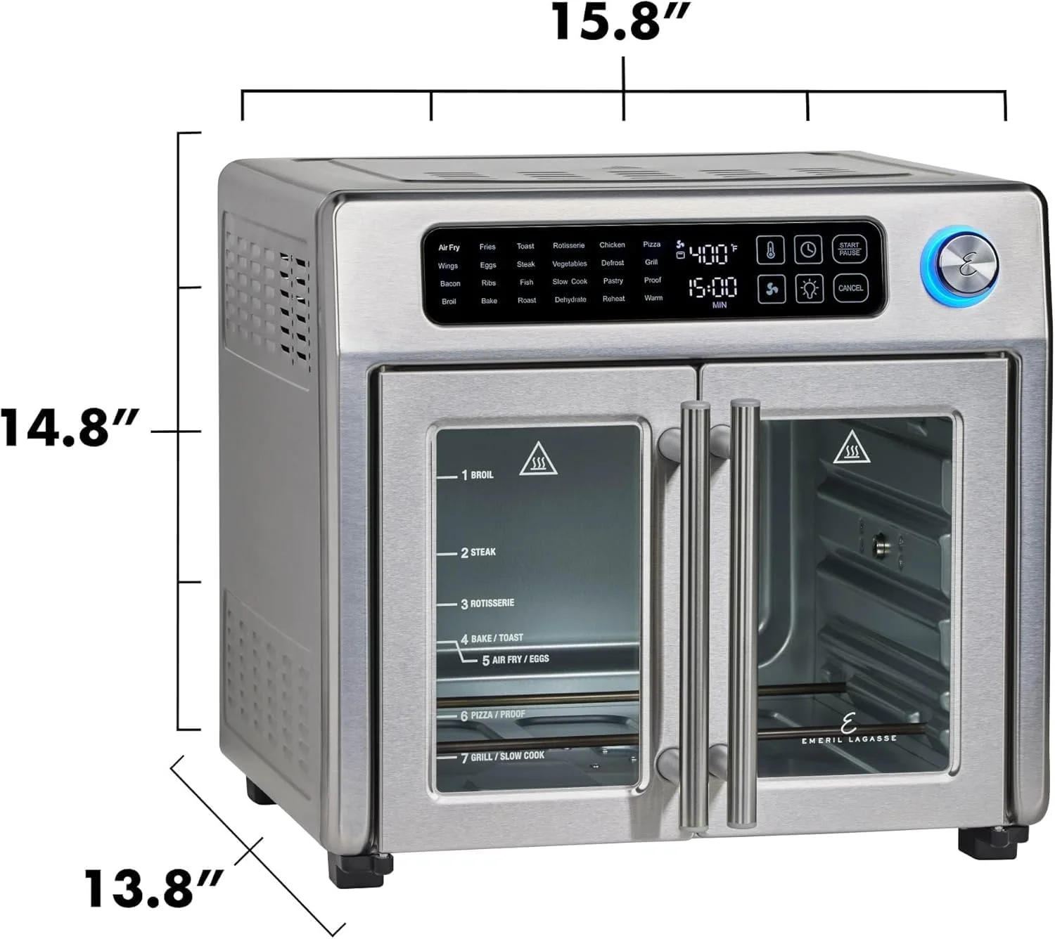 Emeril Lagasse French Door Air Fryer Toaster Oven Combo, 26QT, Stainless Steel, 4-00675-02X