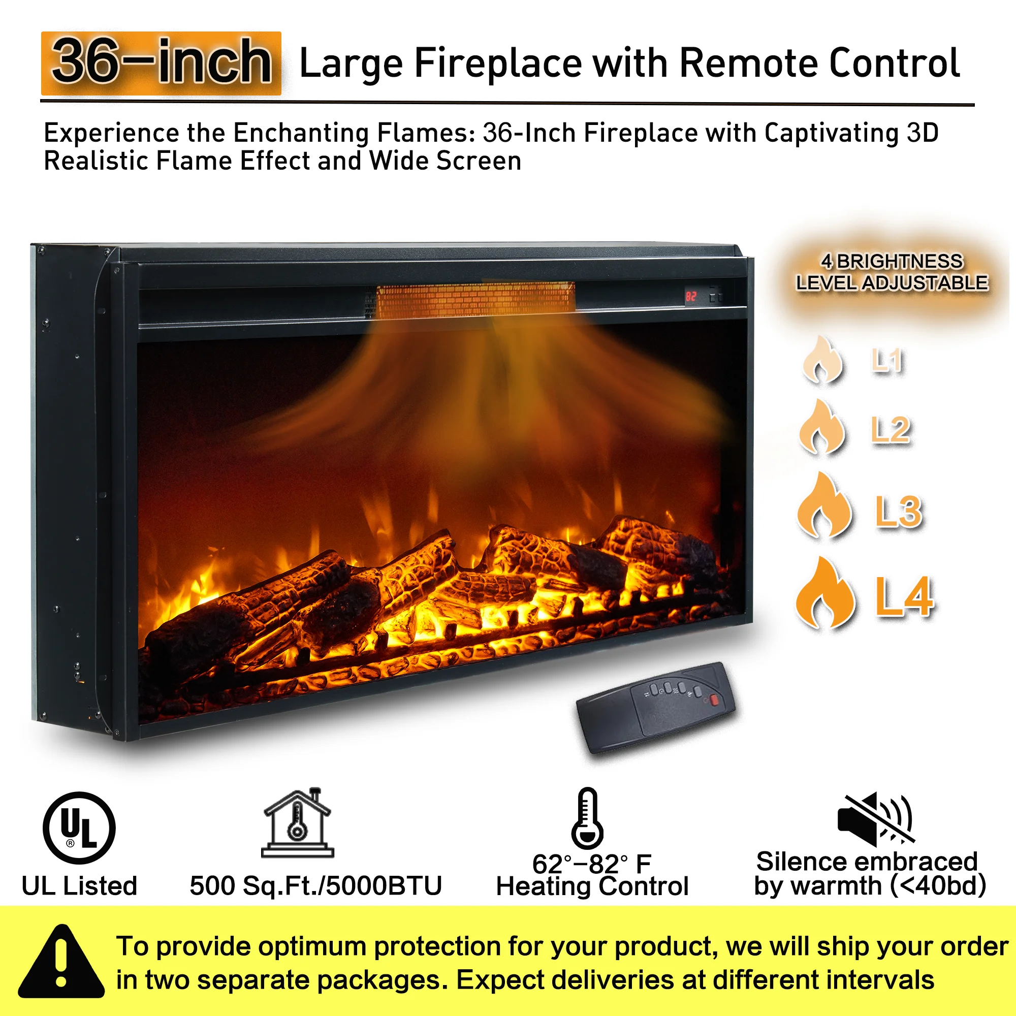 SinCiDo Farmhouse Fireplace TV Stand 75 Inch, Electric Fireplace TV Stand Up to 80 Inch TVs, Entertainment Center with Fireplace for Living Room