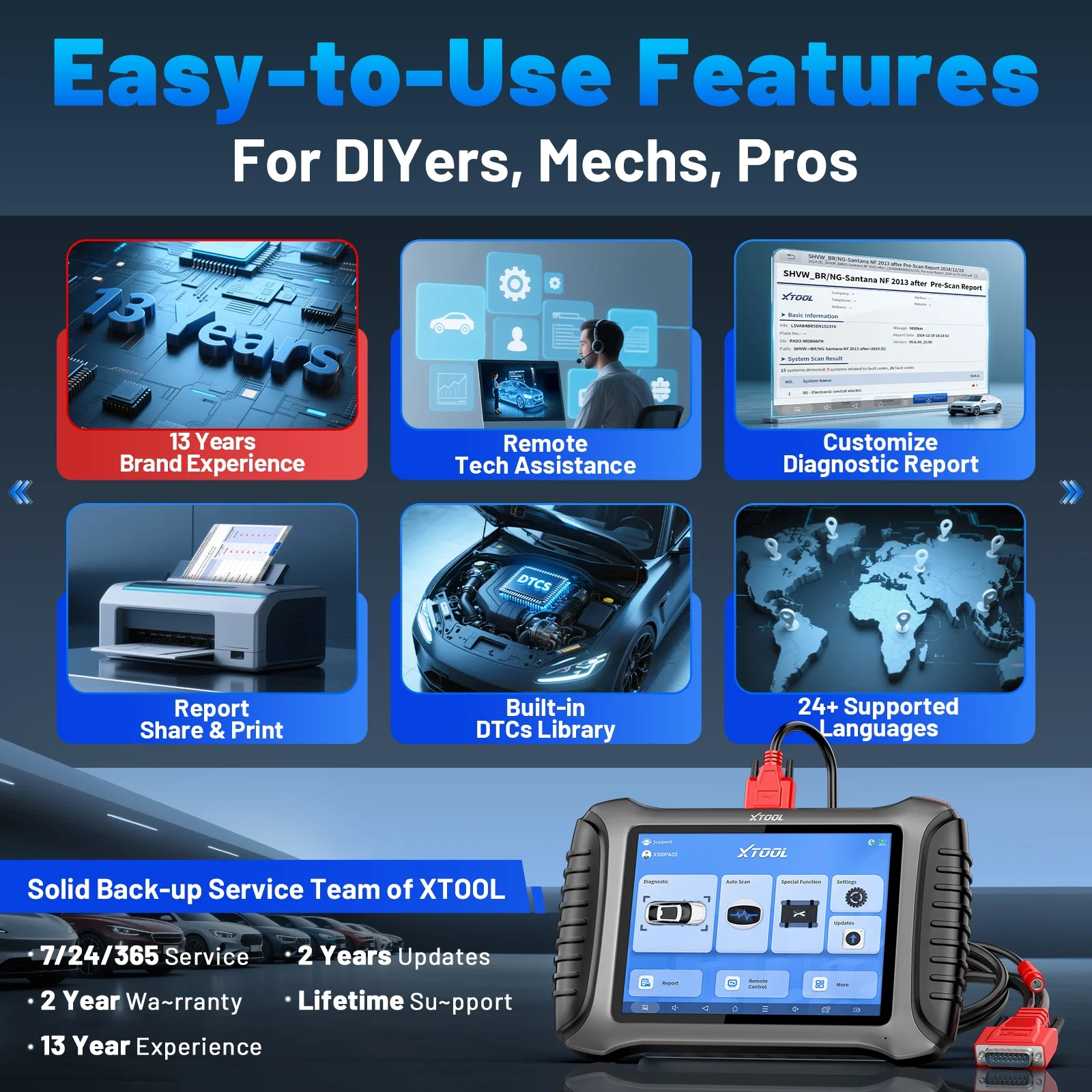 XTOOL X100 Pad 3 V2.0 Automotive Key Fob Programmer, OBD2 Scanner, Full System Diagnostics, 38+ Services, IMMO Key Pr0gramming, Bidirectional Scan Tool