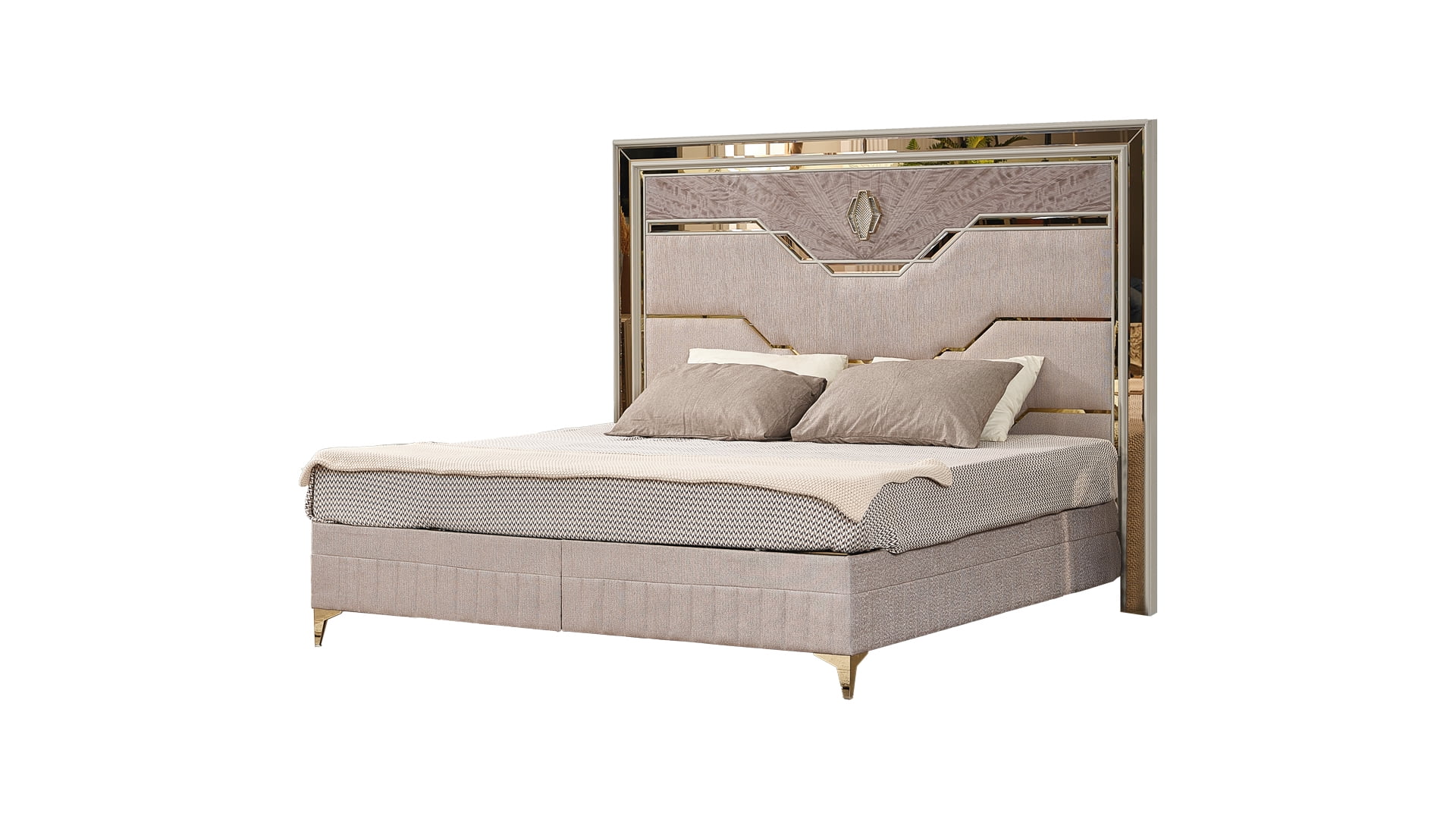 Omari Traditional Style Queen 4Pc Bedroom Set made with Wood in Beige