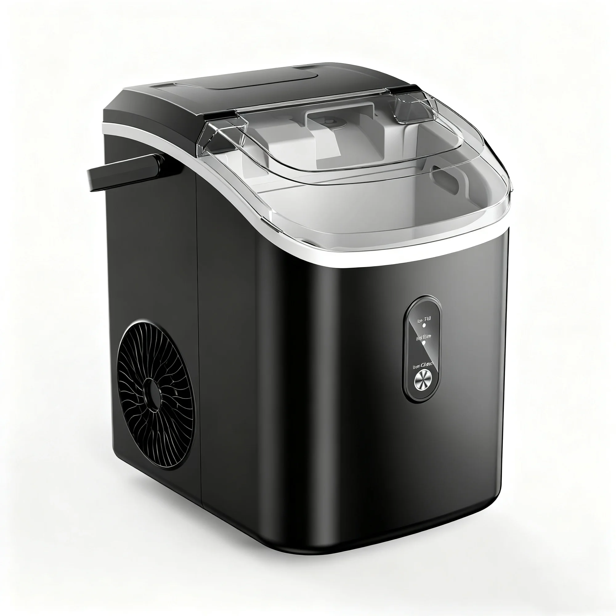 EUHOMY Nugget Ice Maker Countertop with Handle, Ready in 6 Mins, 34.5 lbs Per Day, Removable Top Cover, Auto-Cleaning, Black