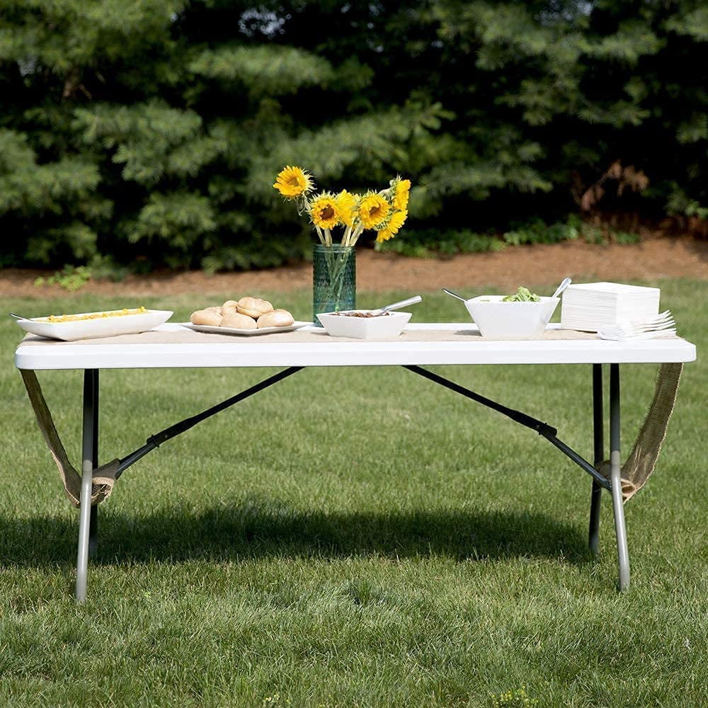 Amazing for less 8ft Folding Table White Plastic Portable Long Foldable Tables Indoor Outdoor Party Picnic Camping Fold Table 8 Foot (4ft, 6ft, 8ft)