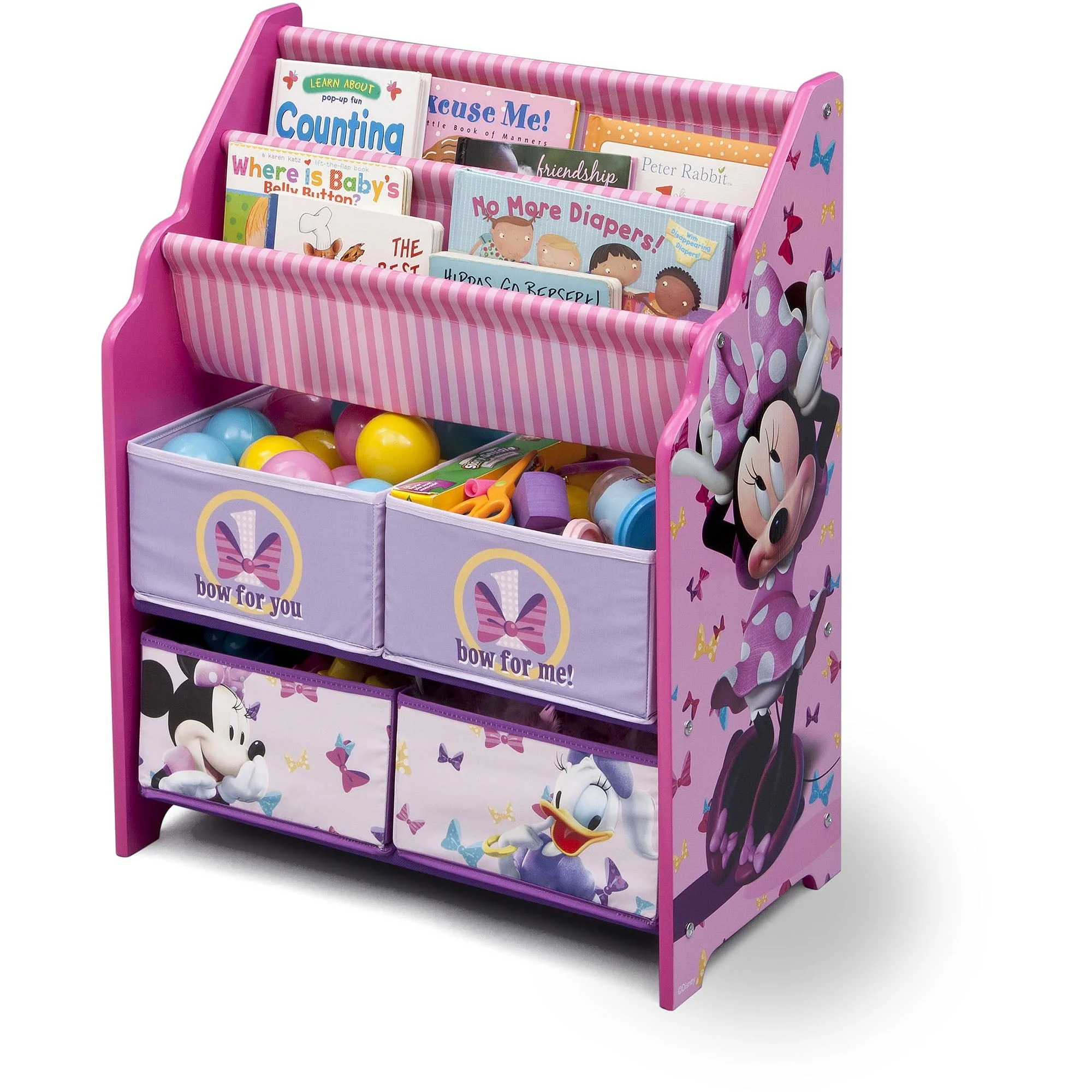 Disney Minnie Mouse Book & Toy Organizer by Delta Children, Greenguard Gold, Cube Bookcase