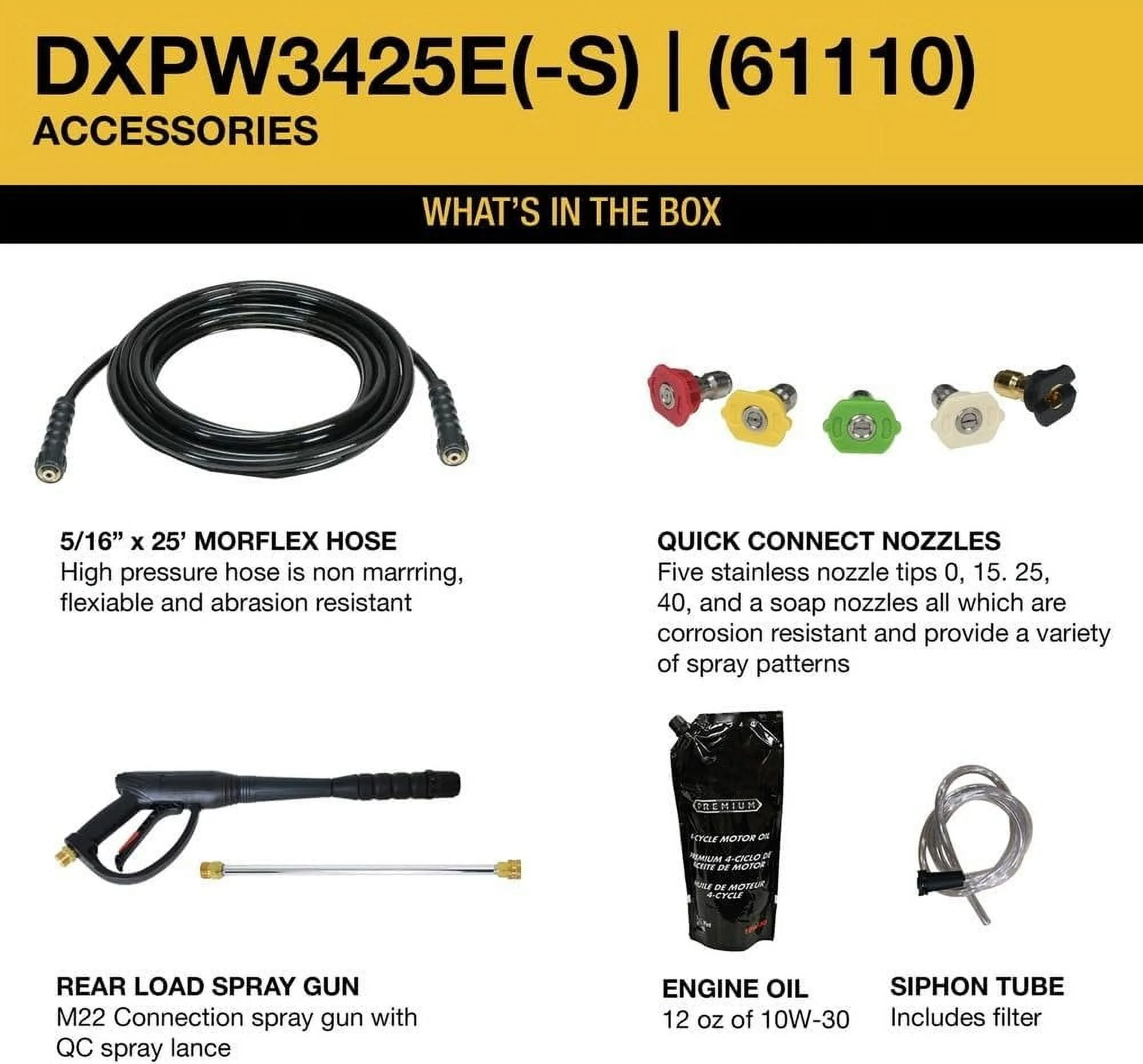 DEWALT 3400 PSI at 2.5 Gas Pressure Washer, High-Pressure Hose