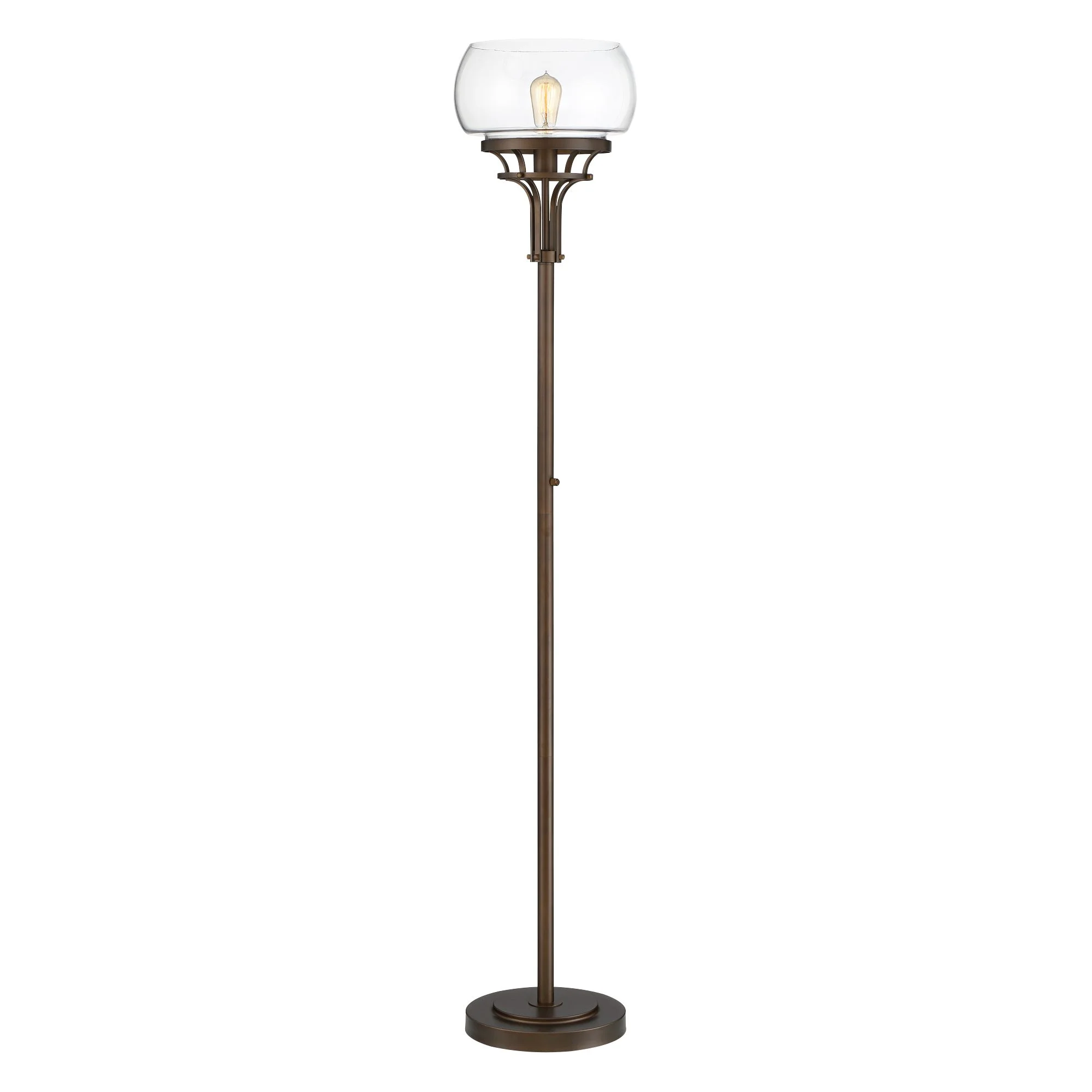 Franklin Iron Works Industrial Torchiere Floor Lamp with USB Charging Port 72 1/2