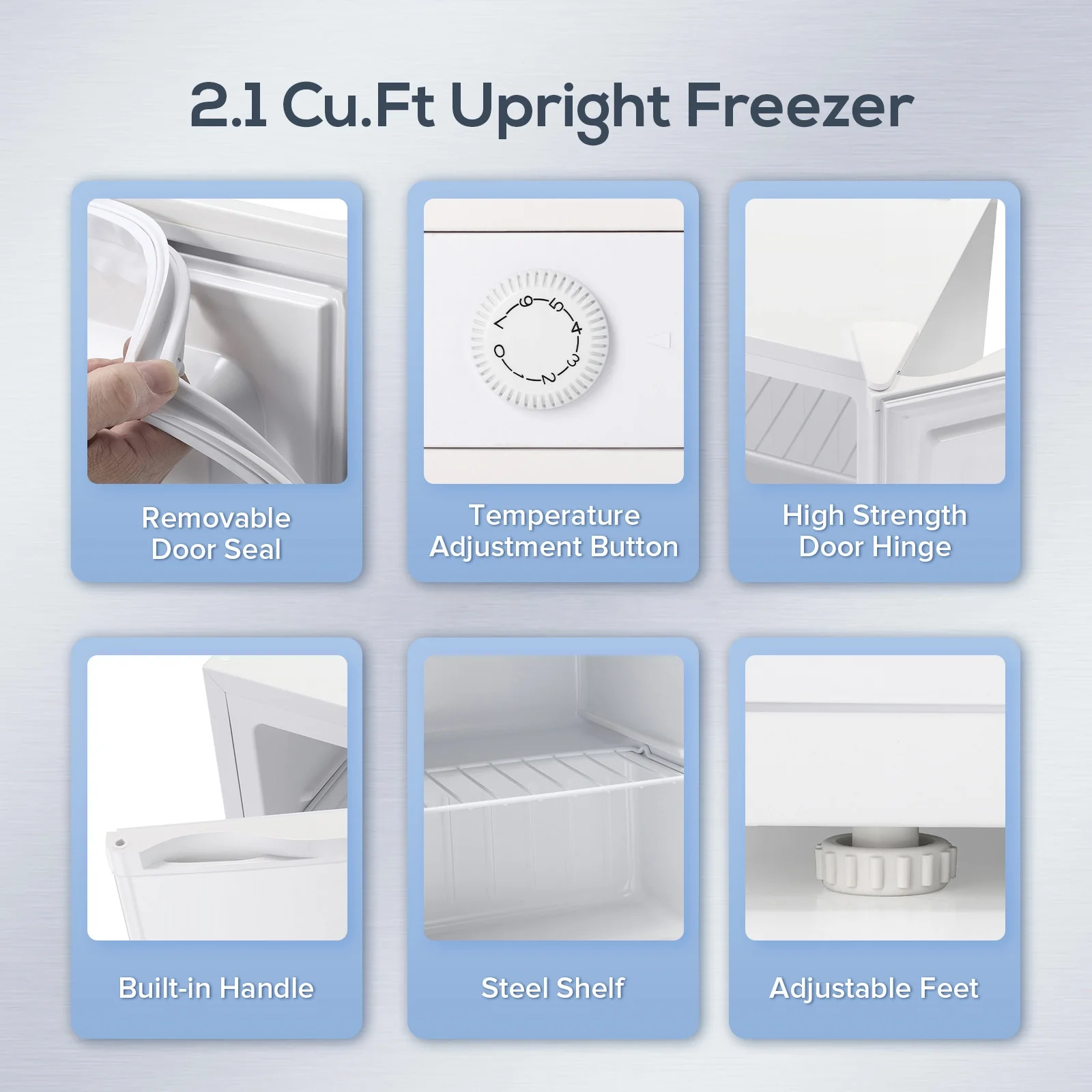 Auseo Mini Freezer Countertop, Energy Saving 2.6 Cu.ft, Single Door Compact Upright Freezer with Reversible Door for Home/Office/Kitchen-White